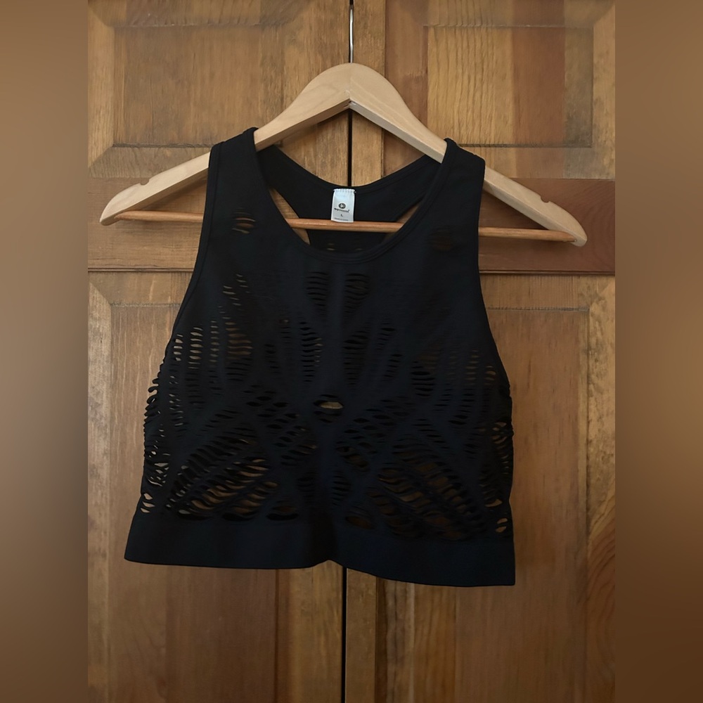 90 Degree by Reflex Women’s Gothic Women’s Black Sz L Athleisure Sleek Crop Top